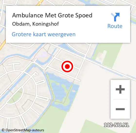 Locatie op kaart van de 112 melding: Ambulance Met Grote Spoed Naar Obdam, Koningshof op 12 november 2021 08:10