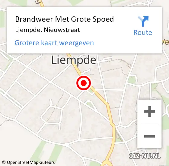 Locatie op kaart van de 112 melding: Brandweer Met Grote Spoed Naar Liempde, Nieuwstraat op 12 november 2021 08:55