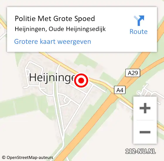 Locatie op kaart van de 112 melding: Politie Met Grote Spoed Naar Heijningen, Oude Heijningsedijk op 12 november 2021 09:00