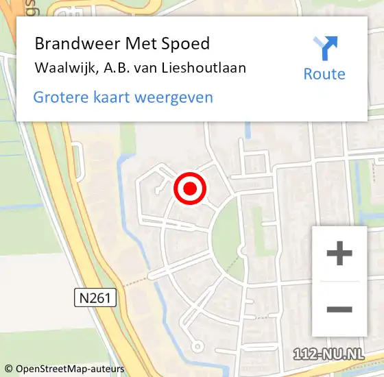 Locatie op kaart van de 112 melding: Brandweer Met Spoed Naar Waalwijk, A.B. van Lieshoutlaan op 12 november 2021 09:00