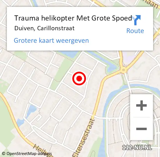 Locatie op kaart van de 112 melding: Trauma helikopter Met Grote Spoed Naar Duiven, Carillonstraat op 12 november 2021 09:17