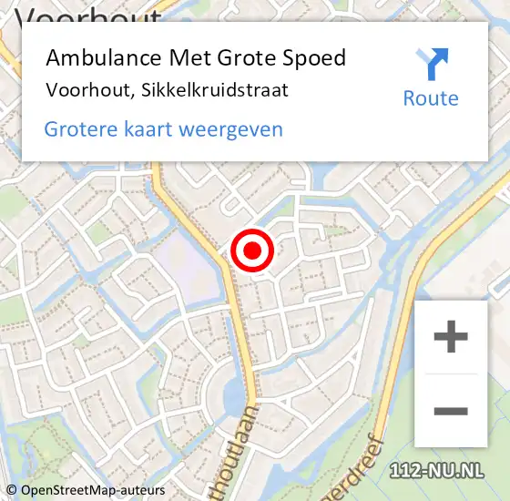 Locatie op kaart van de 112 melding: Ambulance Met Grote Spoed Naar Voorhout, Sikkelkruidstraat op 12 november 2021 09:20