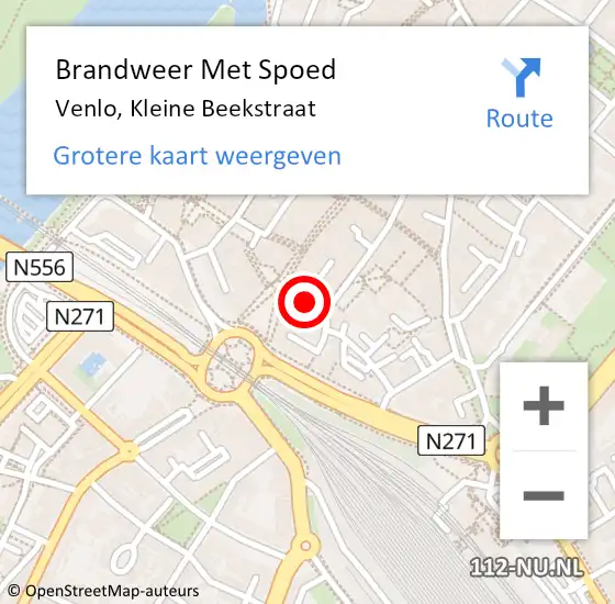 Locatie op kaart van de 112 melding: Brandweer Met Spoed Naar Venlo, Kleine Beekstraat op 12 november 2021 09:22