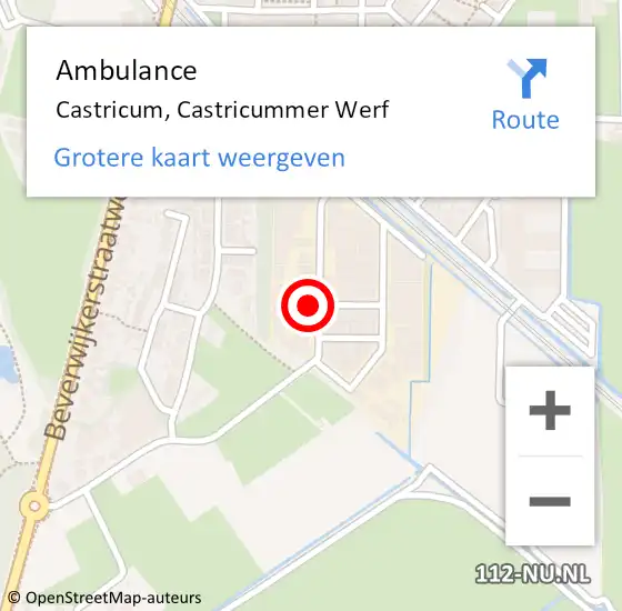 Locatie op kaart van de 112 melding: Ambulance Castricum, Castricummer Werf op 12 november 2021 09:25