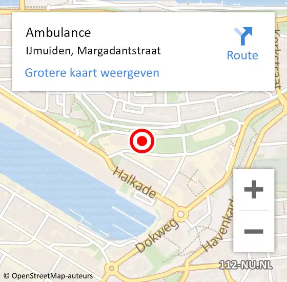 Locatie op kaart van de 112 melding: Ambulance IJmuiden, Margadantstraat op 12 november 2021 09:32