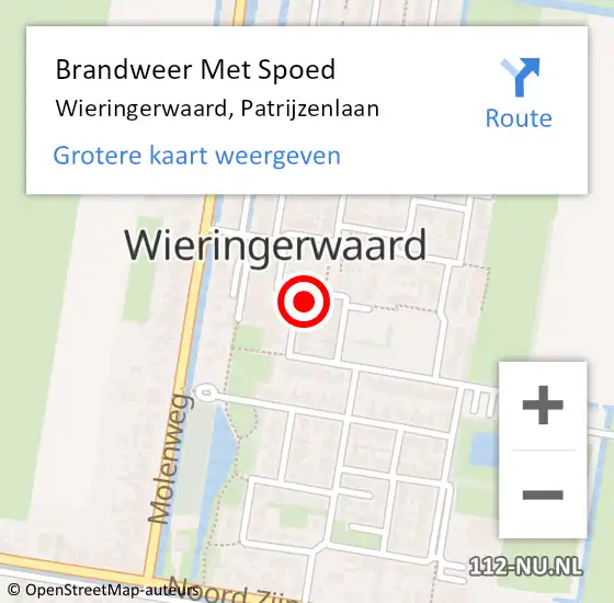 Locatie op kaart van de 112 melding: Brandweer Met Spoed Naar Wieringerwaard, Patrijzenlaan op 6 oktober 2013 16:58