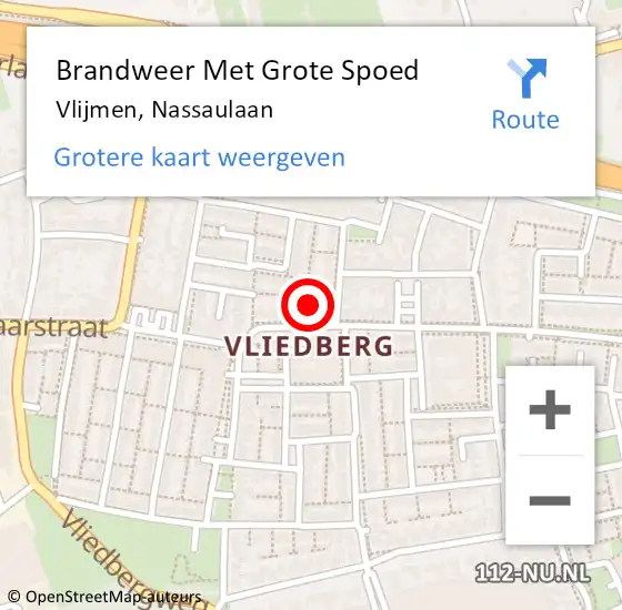 Locatie op kaart van de 112 melding: Brandweer Met Grote Spoed Naar Vlijmen, Nassaulaan op 12 november 2021 11:05