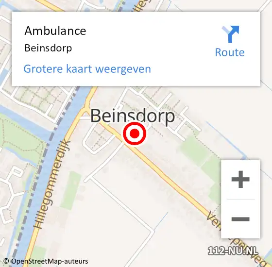 Locatie op kaart van de 112 melding: Ambulance Beinsdorp op 12 november 2021 11:35