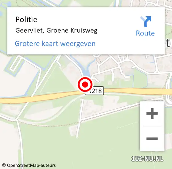 Locatie op kaart van de 112 melding: Politie Geervliet, Groene Kruisweg op 12 november 2021 11:38