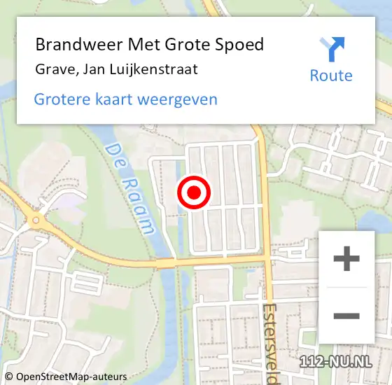 Locatie op kaart van de 112 melding: Brandweer Met Grote Spoed Naar Grave, Jan Luijkenstraat op 12 november 2021 11:40