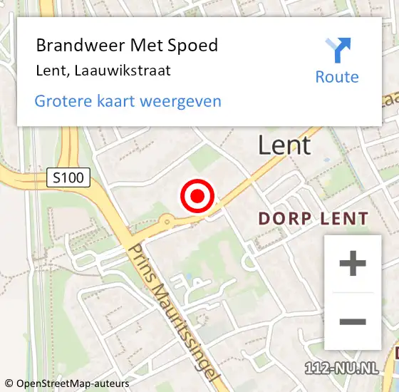 Locatie op kaart van de 112 melding: Brandweer Met Spoed Naar Lent, Laauwikstraat op 12 november 2021 11:45