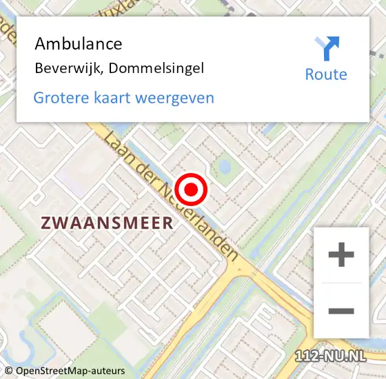 Locatie op kaart van de 112 melding: Ambulance Beverwijk, Dommelsingel op 12 november 2021 11:48