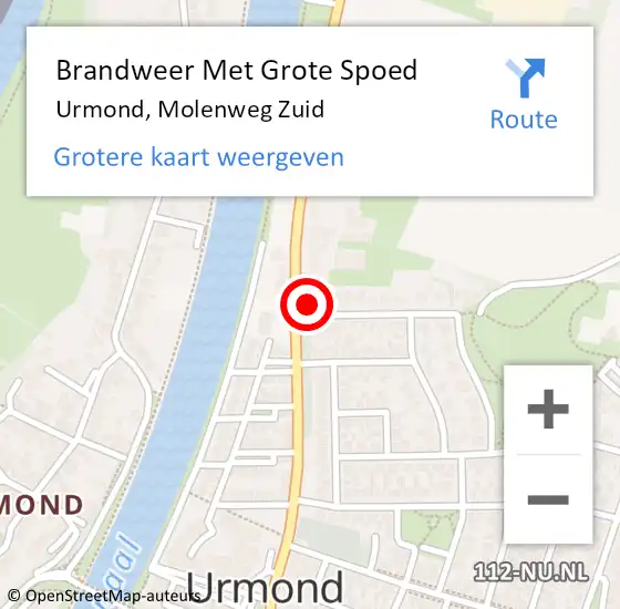 Locatie op kaart van de 112 melding: Brandweer Met Grote Spoed Naar Urmond, Molenweg Zuid op 12 november 2021 12:23