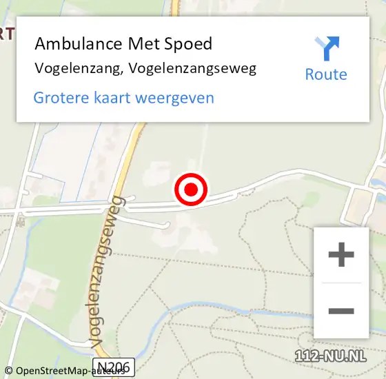 Locatie op kaart van de 112 melding: Ambulance Met Spoed Naar Vogelenzang, Vogelenzangseweg op 12 november 2021 12:35