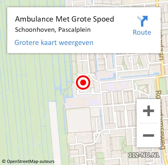 Locatie op kaart van de 112 melding: Ambulance Met Grote Spoed Naar Schoonhoven, Pascalplein op 12 november 2021 12:38