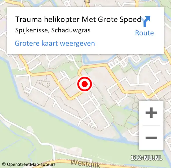 Locatie op kaart van de 112 melding: Trauma helikopter Met Grote Spoed Naar Spijkenisse, Schaduwgras op 12 november 2021 12:42