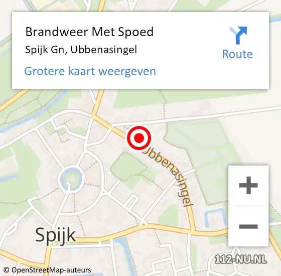 Locatie op kaart van de 112 melding: Brandweer Met Spoed Naar Spijk Gn, Ubbenasingel op 12 november 2021 12:57