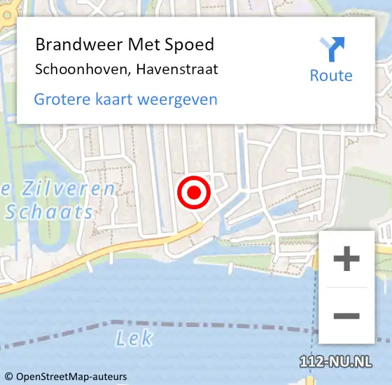 Locatie op kaart van de 112 melding: Brandweer Met Spoed Naar Schoonhoven, Havenstraat op 12 november 2021 13:03