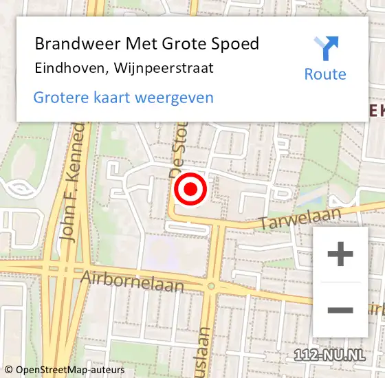 Locatie op kaart van de 112 melding: Brandweer Met Grote Spoed Naar Eindhoven, Wijnpeerstraat op 12 november 2021 13:17