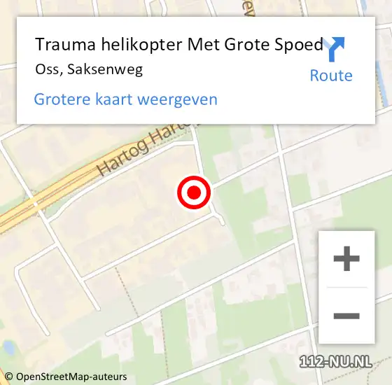 Locatie op kaart van de 112 melding: Trauma helikopter Met Grote Spoed Naar Oss, Saksenweg op 12 november 2021 13:28