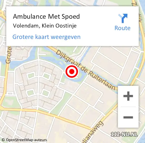 Locatie op kaart van de 112 melding: Ambulance Met Spoed Naar Volendam, Klein Oostinje op 12 november 2021 13:39