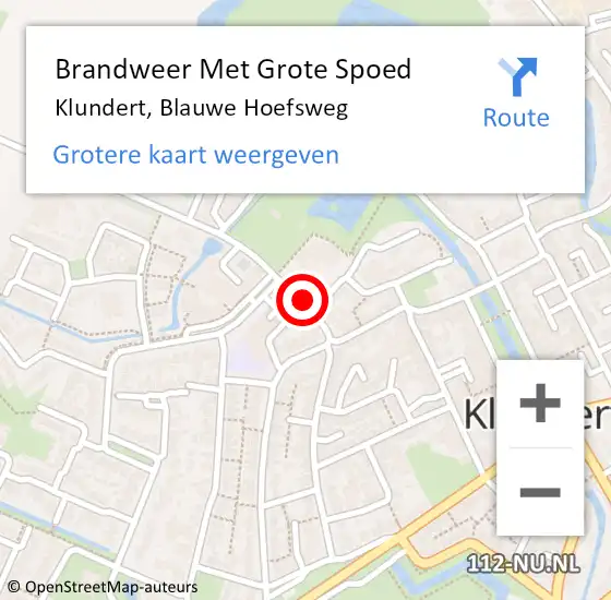 Locatie op kaart van de 112 melding: Brandweer Met Grote Spoed Naar Klundert, Blauwe Hoefsweg op 12 november 2021 13:52