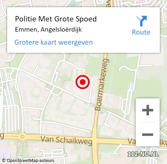 Locatie op kaart van de 112 melding: Politie Met Grote Spoed Naar Emmen, Angelsloërdijk op 12 november 2021 14:00