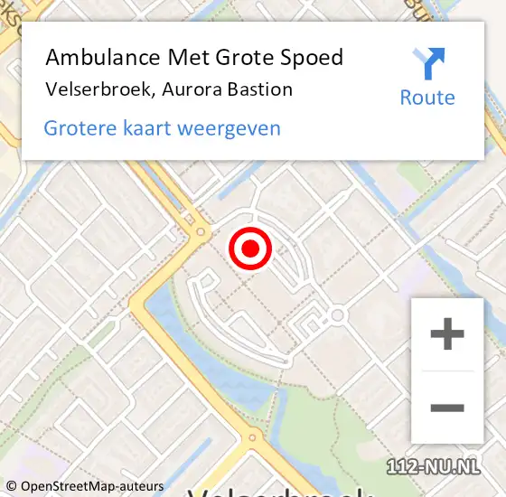 Locatie op kaart van de 112 melding: Ambulance Met Grote Spoed Naar Velserbroek, Aurora Bastion op 12 november 2021 14:06