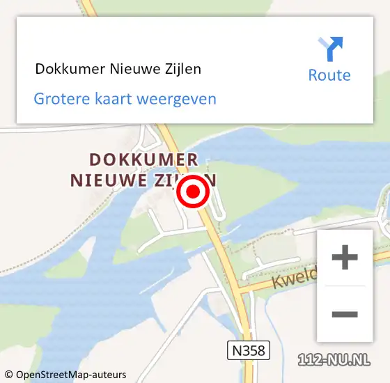 Locatie op kaart van de 112 melding:  Dokkumer Nieuwe Zijlen op 12 november 2021 14:25