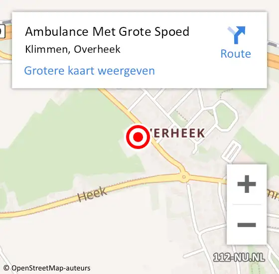 Locatie op kaart van de 112 melding: Ambulance Met Grote Spoed Naar Klimmen, Overheek op 12 november 2021 14:32