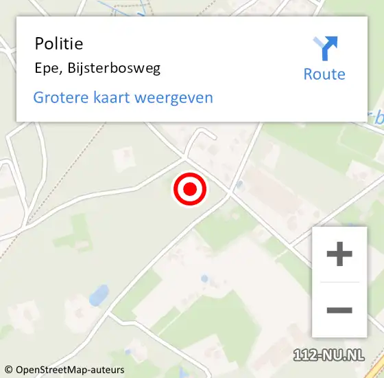 Locatie op kaart van de 112 melding: Politie Epe, Bijsterbosweg op 12 november 2021 14:45