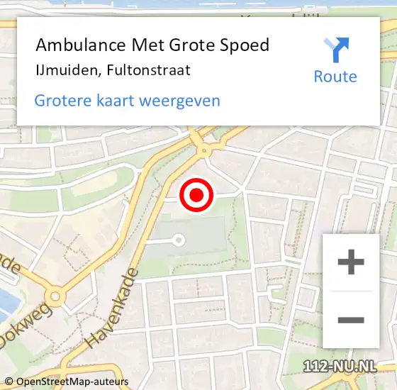 Locatie op kaart van de 112 melding: Ambulance Met Grote Spoed Naar IJmuiden, Fultonstraat op 12 november 2021 14:47