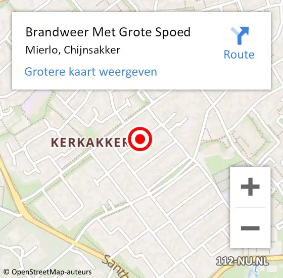 Locatie op kaart van de 112 melding: Brandweer Met Grote Spoed Naar Mierlo, Chijnsakker op 12 november 2021 14:58