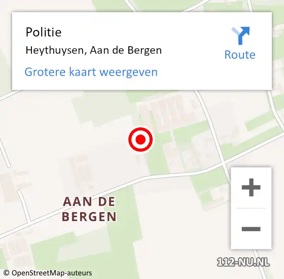 Locatie op kaart van de 112 melding: Politie Heythuysen, Aan de Bergen op 12 november 2021 15:14