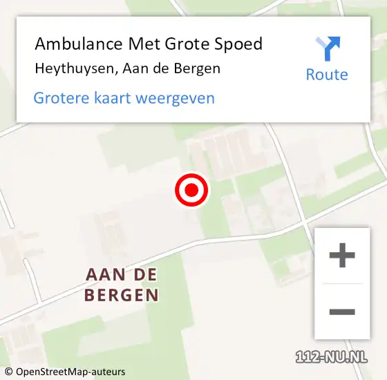 Locatie op kaart van de 112 melding: Ambulance Met Grote Spoed Naar Heythuysen, Aan de Bergen op 12 november 2021 15:17