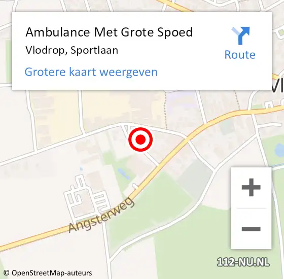 Locatie op kaart van de 112 melding: Ambulance Met Grote Spoed Naar Vlodrop, Sportlaan op 12 november 2021 15:19