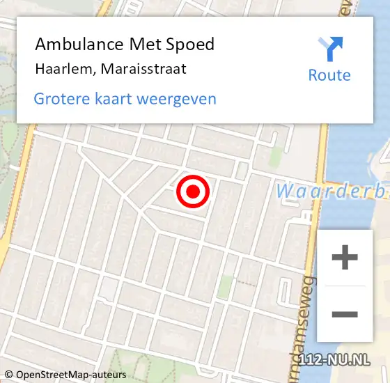 Locatie op kaart van de 112 melding: Ambulance Met Spoed Naar Haarlem, Maraisstraat op 12 november 2021 15:29