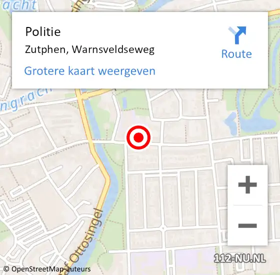 Locatie op kaart van de 112 melding: Politie Zutphen, Warnsveldseweg op 12 november 2021 15:48