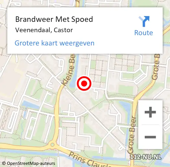 Locatie op kaart van de 112 melding: Brandweer Met Spoed Naar Veenendaal, Castor op 12 november 2021 15:48