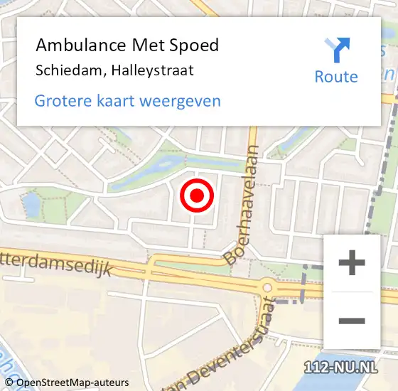 Locatie op kaart van de 112 melding: Ambulance Met Spoed Naar Schiedam, Halleystraat op 12 november 2021 16:08