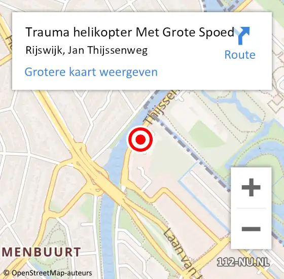 Locatie op kaart van de 112 melding: Trauma helikopter Met Grote Spoed Naar Rijswijk, Jan Thijssenweg op 12 november 2021 16:12