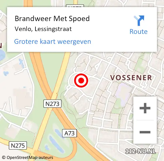 Locatie op kaart van de 112 melding: Brandweer Met Spoed Naar Venlo, Lessingstraat op 12 november 2021 16:20