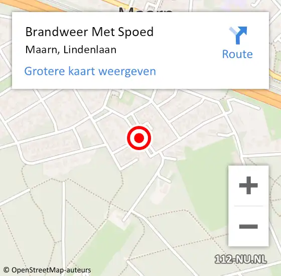 Locatie op kaart van de 112 melding: Brandweer Met Spoed Naar Maarn, Lindenlaan op 12 november 2021 16:22