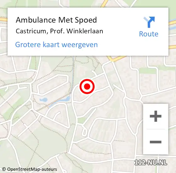 Locatie op kaart van de 112 melding: Ambulance Met Spoed Naar Castricum, Prof. Winklerlaan op 12 november 2021 16:27