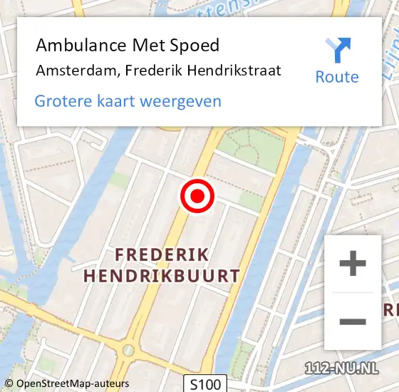Locatie op kaart van de 112 melding: Ambulance Met Spoed Naar Amsterdam, Frederik Hendrikstraat op 12 november 2021 16:34