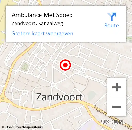 Locatie op kaart van de 112 melding: Ambulance Met Spoed Naar Zandvoort, Kanaalweg op 12 november 2021 16:37