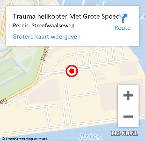 Locatie op kaart van de 112 melding: Trauma helikopter Met Grote Spoed Naar Pernis, Streefwaalseweg op 12 november 2021 16:54