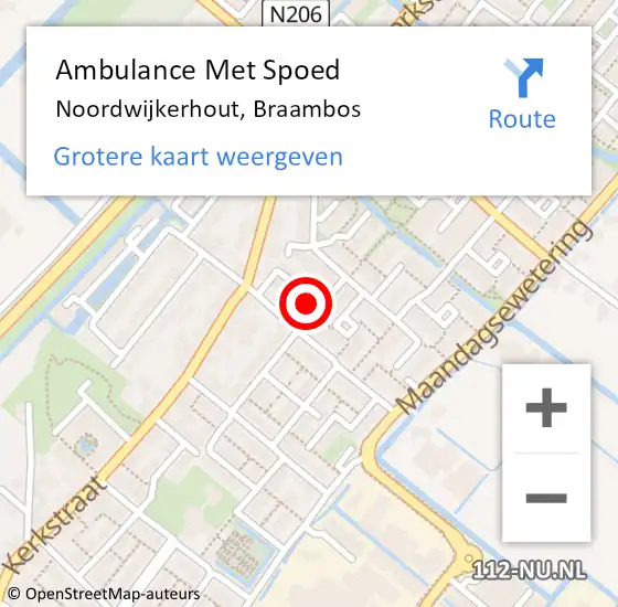 Locatie op kaart van de 112 melding: Ambulance Met Spoed Naar Noordwijkerhout, Braambos op 12 november 2021 16:55