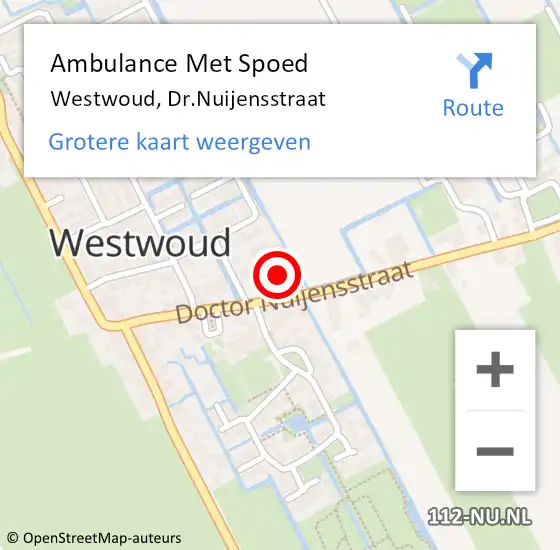 Locatie op kaart van de 112 melding: Ambulance Met Spoed Naar Westwoud, Dr.Nuijensstraat op 12 november 2021 17:00