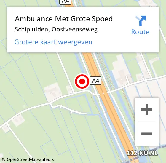 Locatie op kaart van de 112 melding: Ambulance Met Grote Spoed Naar Schipluiden, Oostveenseweg op 12 november 2021 17:02